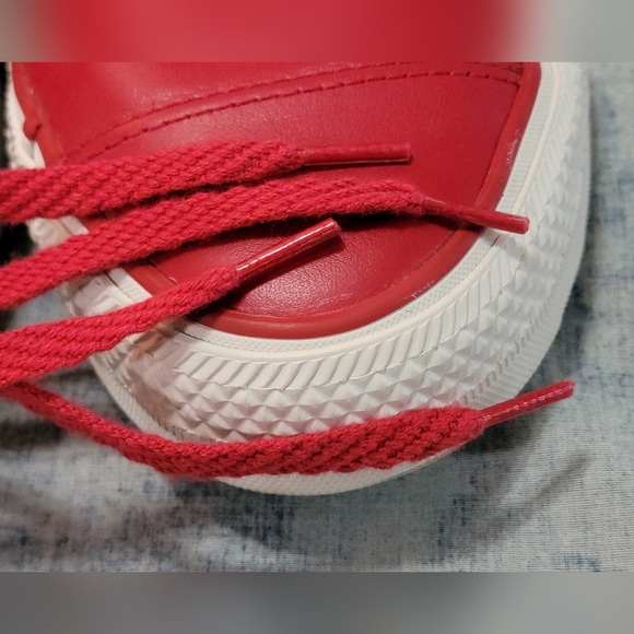 Converse All Stars Mens 9 NEW Red Leather + Snake Skin Look High Top 148837C - Picture 15 of 16